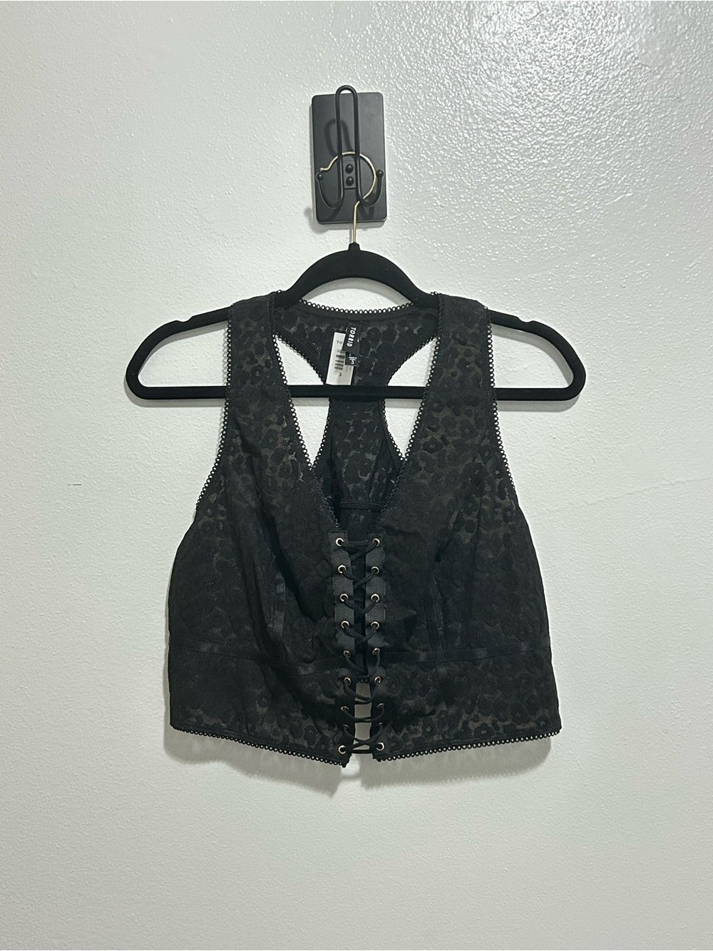 Torrid NWT Animal Print Lace-Up Longline Bustier Bralette Size 3 3X Black